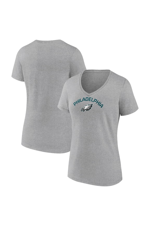 Women's Heather Gray Philadelphia Eagles Team Arc V-Neck T-Shirt
