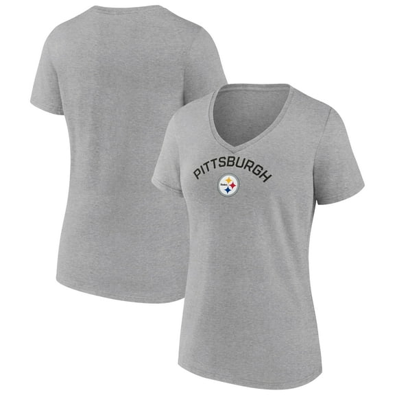 Women's Heather Gray Pittsburgh Steelers Team Arc V-Neck T-Shirt