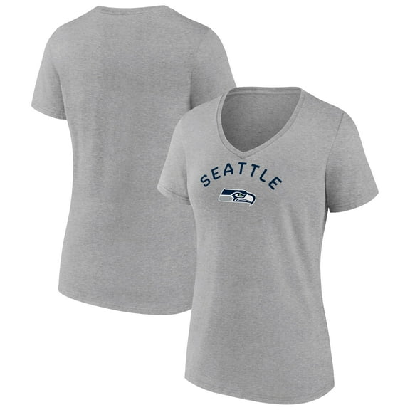 Women's Heather Gray Seattle Seahawks Team Arc V-Neck T-Shirt
