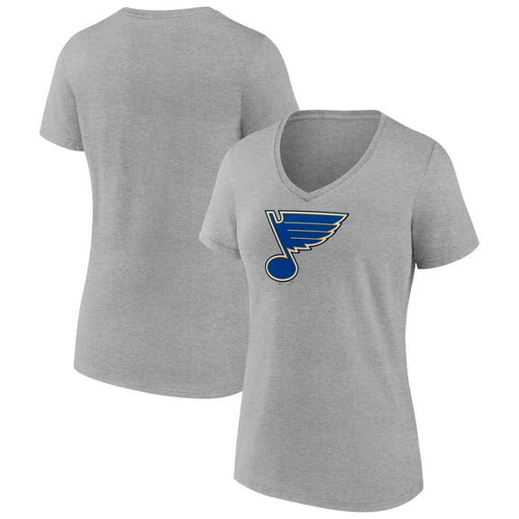 Women's Heather Gray St. Louis Blues Primary Logo Team V-Neck T-Shirt