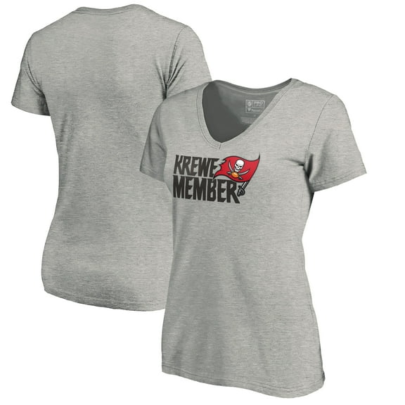 Women's Heather Gray Tampa Bay Buccaneers Krewe Member V-Neck T-Shirt