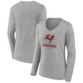 thumbnail image 1 of Women's Heather Gray Tampa Bay Buccaneers Logo Team Lockup Long Sleeve V-Neck T-Shirt, 1 of 3