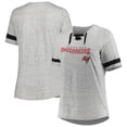thumbnail image 1 of Women's Heather Gray Tampa Bay Buccaneers Plus Size Lace-Up V-Neck T-Shirt, 1 of 3