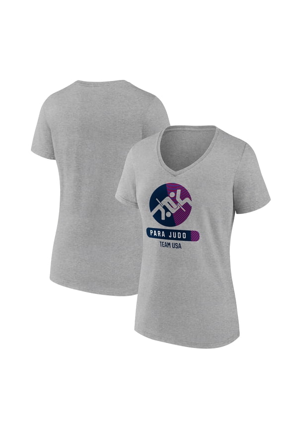 Women's Heather Gray US Paralympic Judo Radiating Victory V-Neck T-Shirt