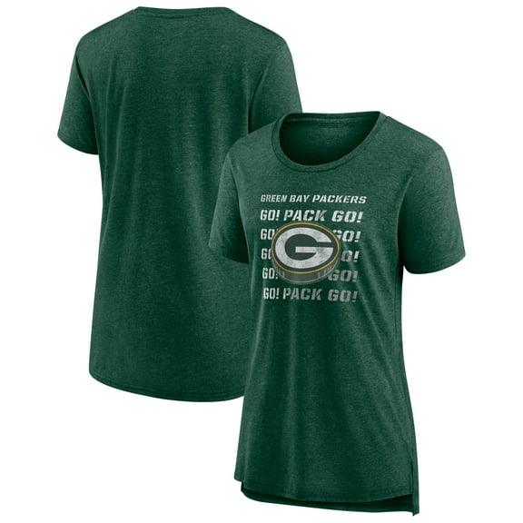Women's Heather Green Green Bay Packers Hometown First Down Tri-Blend T-Shirt