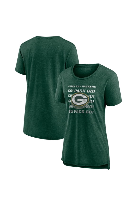 Women's Heather Green Green Bay Packers Hometown First Down Tri-Blend T-Shirt