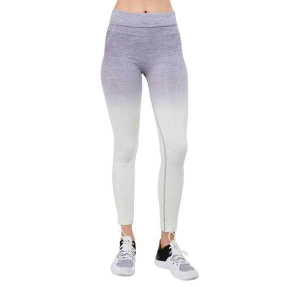 Women's Heather Knit Ombre Activewear Leggings w/High Waist Band, Lavender / Ivory, XL