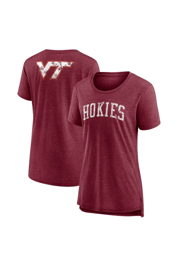 Women's Heather Maroon Virginia Tech Hokies Slab Serif Tri-Blend T-Shirt