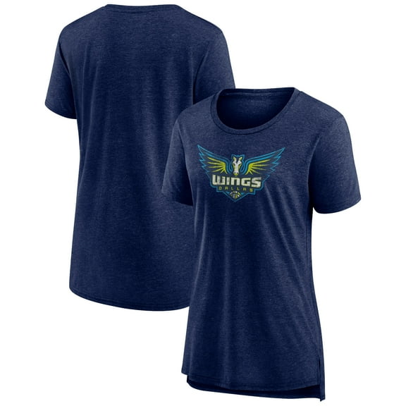 Women's Heather Navy Dallas Wings Distressed Team Logo Tri-Blend T-Shirt