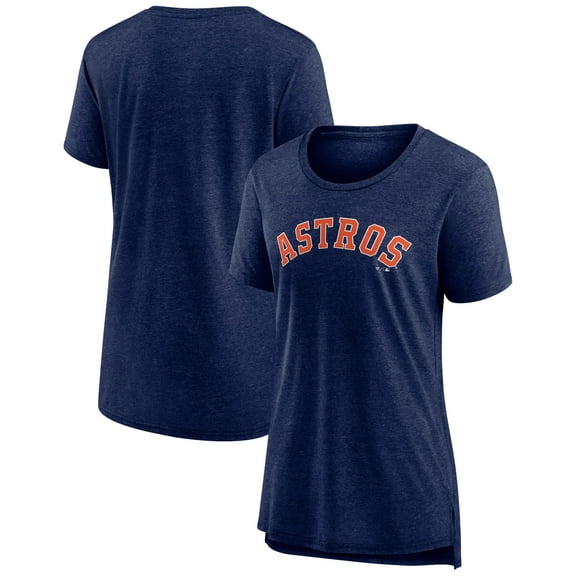 Women's Heather Navy Houston Astros Official Wordmark Tri-Blend T-Shirt