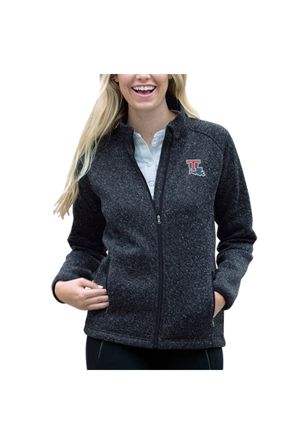 Women's Heather Navy Louisiana Tech Bulldogs Summit Fleece Sweater Full-Zip Jacket