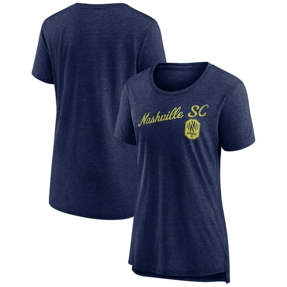 Women's Heather Navy Nashville SC Rising Script Tri-Blend T-Shirt