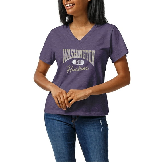 Women's Heather Purple Washington Huskies Intramural Tri-Blend Boyfriend V-Neck T-Shirt