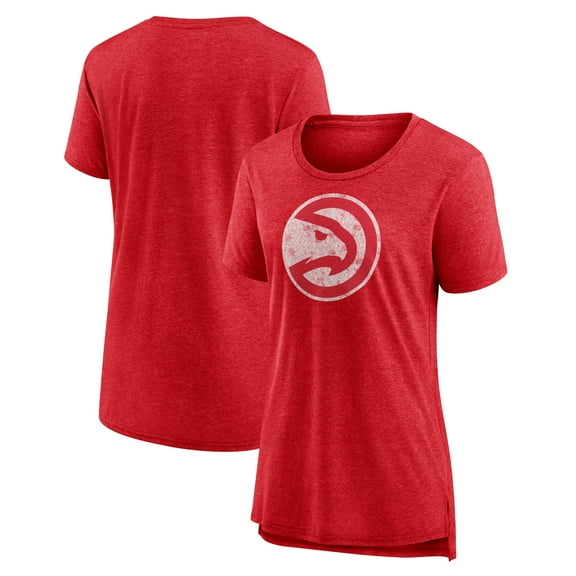 Women's Heather Red Atlanta Hawks Distressed Logo Tri-Blend T-Shirt