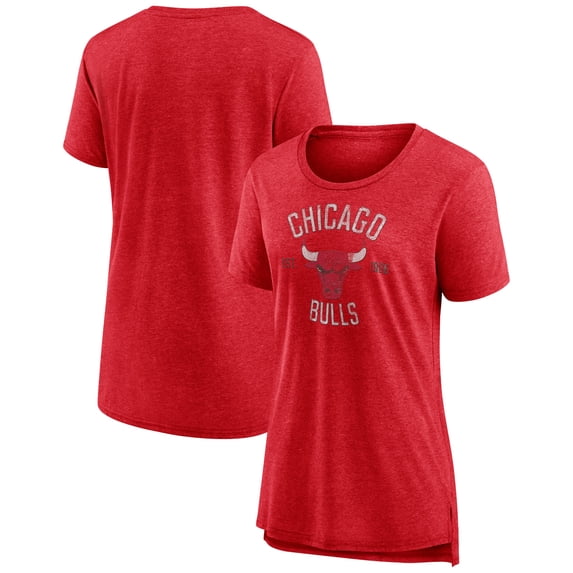 Women's Heather Red Chicago Bulls Heritage Tri-Blend T-Shirt