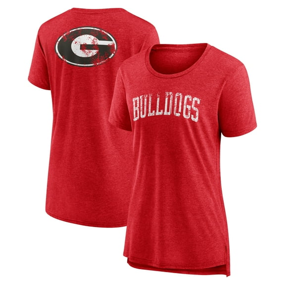 Women's Heather Red Georgia Bulldogs Slab Serif Tri-Blend T-Shirt