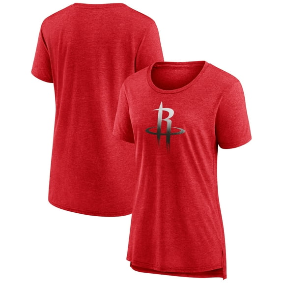 Women's Heather Red Houston Rockets Gradient Logo Tri-Blend T-Shirt