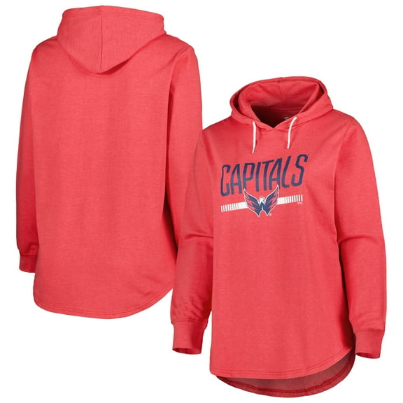 Women's Heather Red Washington Capitals Plus Size Fleece Pullover Hoodie
