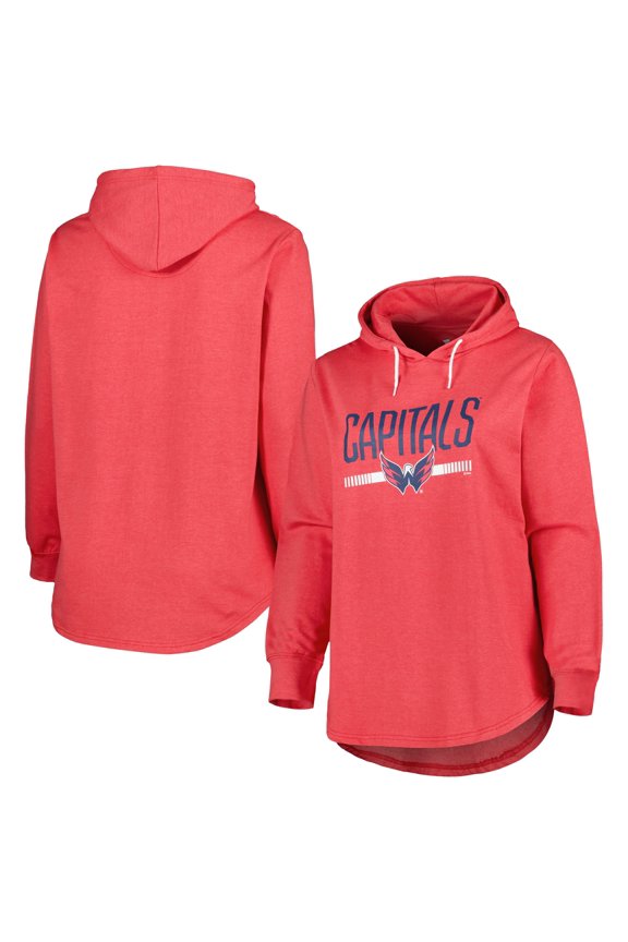 Women's Heather Red Washington Capitals Plus Size Fleece Pullover Hoodie