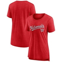 Women's Heather Red Washington Nationals Official Wordmark Tri-Blend T-Shirt