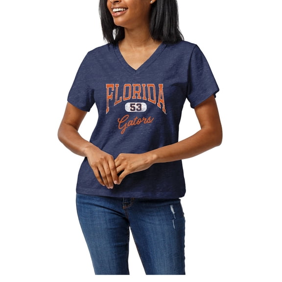 Women's Heather Royal Florida Gators Intramural Tri-Blend Boyfriend V-Neck T-Shirt