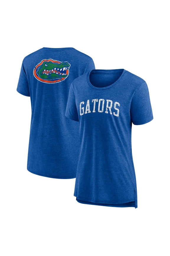 Women's Heather Royal Florida Gators Slab Serif Tri-Blend T-Shirt