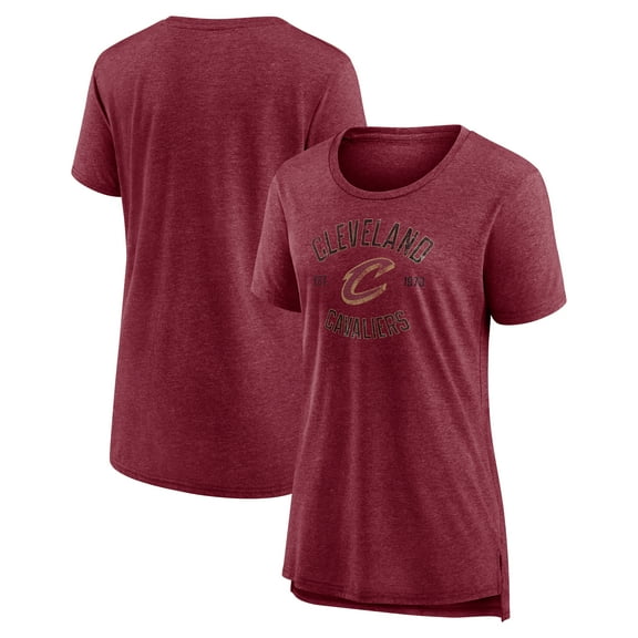 Women's Heather Wine Cleveland Cavaliers Heritage Tri-Blend T-Shirt