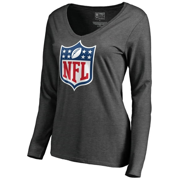 Women's Heathered Charcoal NFL Shield Primary Logo Long Sleeve T-Shirt