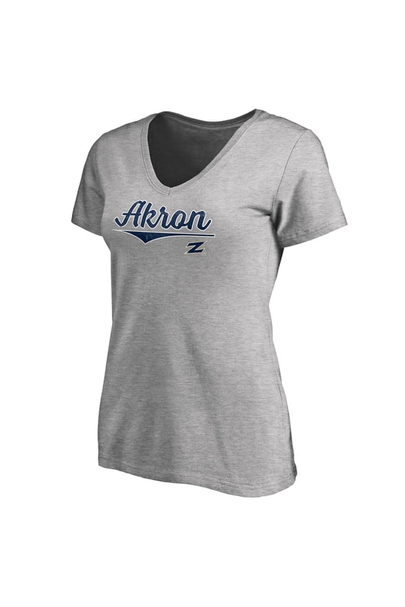 Women's Heathered Gray Akron Zips American Classic V-Neck T-Shirt