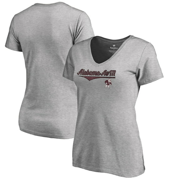 Women's Heathered Gray Alabama A&M Bulldogs American Classic V-Neck T-Shirt