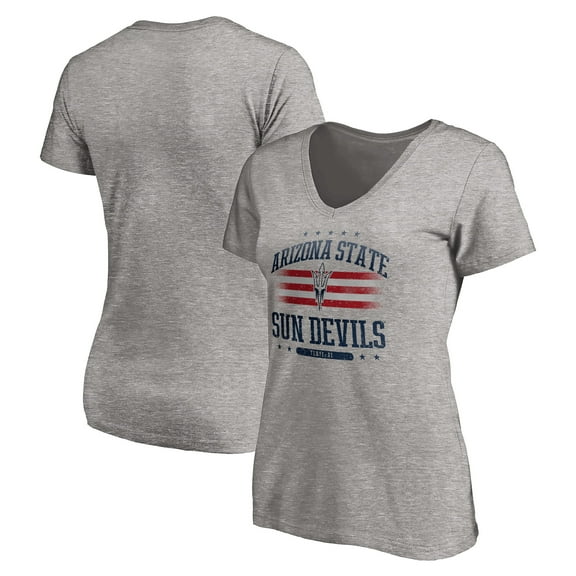 Women's Heathered Gray Arizona State Sun Devils Americana V-Neck T-Shirt