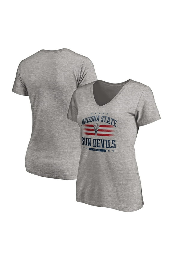 Women's Heathered Gray Arizona State Sun Devils Americana V-Neck T-Shirt
