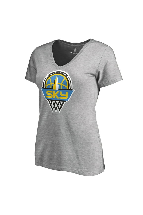 Women's Heathered Gray Chicago Sky Primary Logo V-Neck T-Shirt
