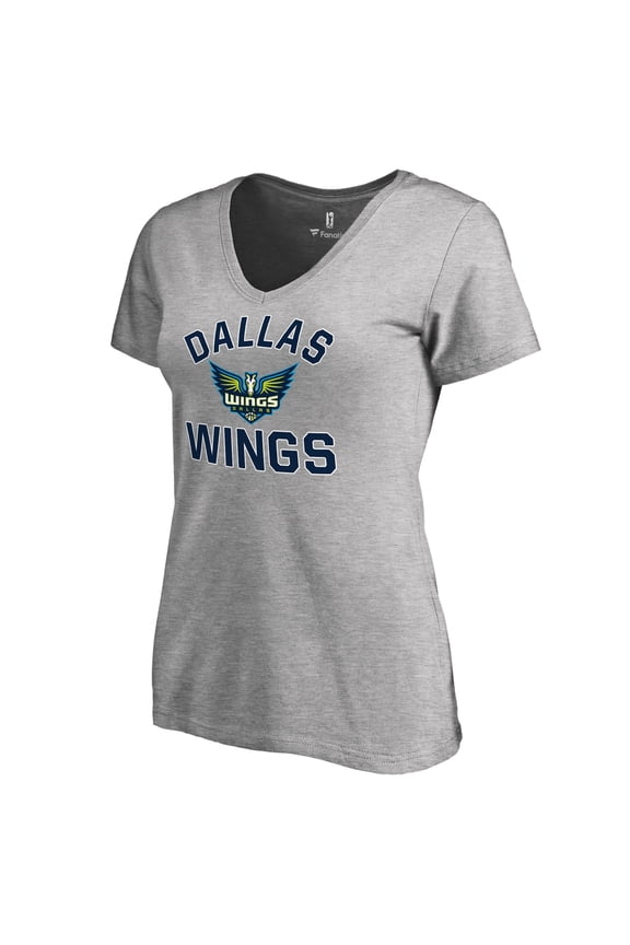 Women's Heathered Gray Dallas Wings Overtime V-Neck T-Shirt