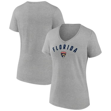 Women's Heathered Gray Florida Panthers Team Arc V-Neck T-Shirt