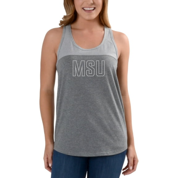 Women's Heathered Gray/Gray Michigan State Spartans Burnout Logo Tank Top
