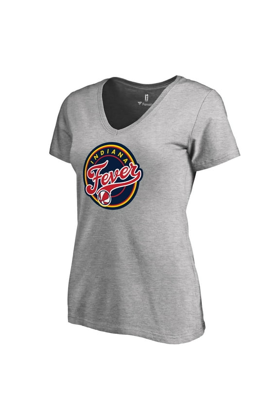 Women's Heathered Gray Indiana Fever Primary Logo V-Neck T-Shirt