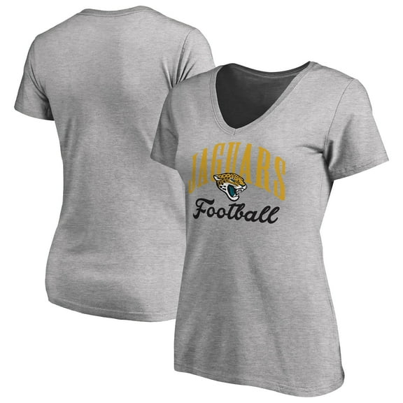 Women's Heathered Gray Jacksonville Jaguars Victory Script V-Neck T-Shirt