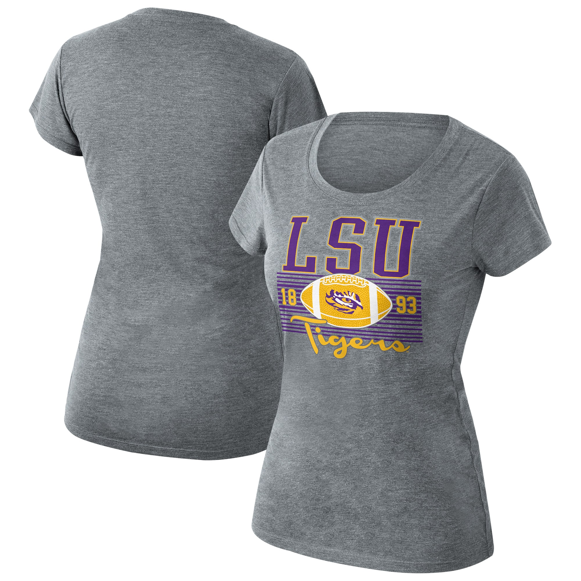 Women's Heathered Gray LSU Tigers Sideline Scoop Neck T-Shirt - image 1 of 3