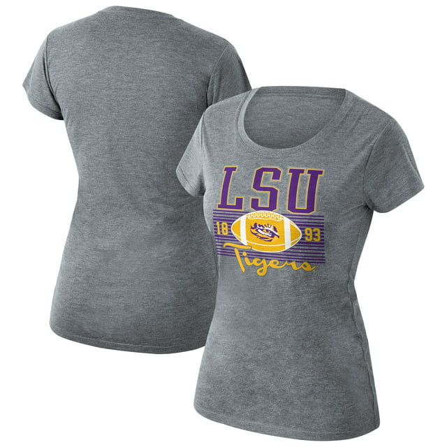 Women's Heathered Gray LSU Tigers Sideline Scoop Neck T-Shirt