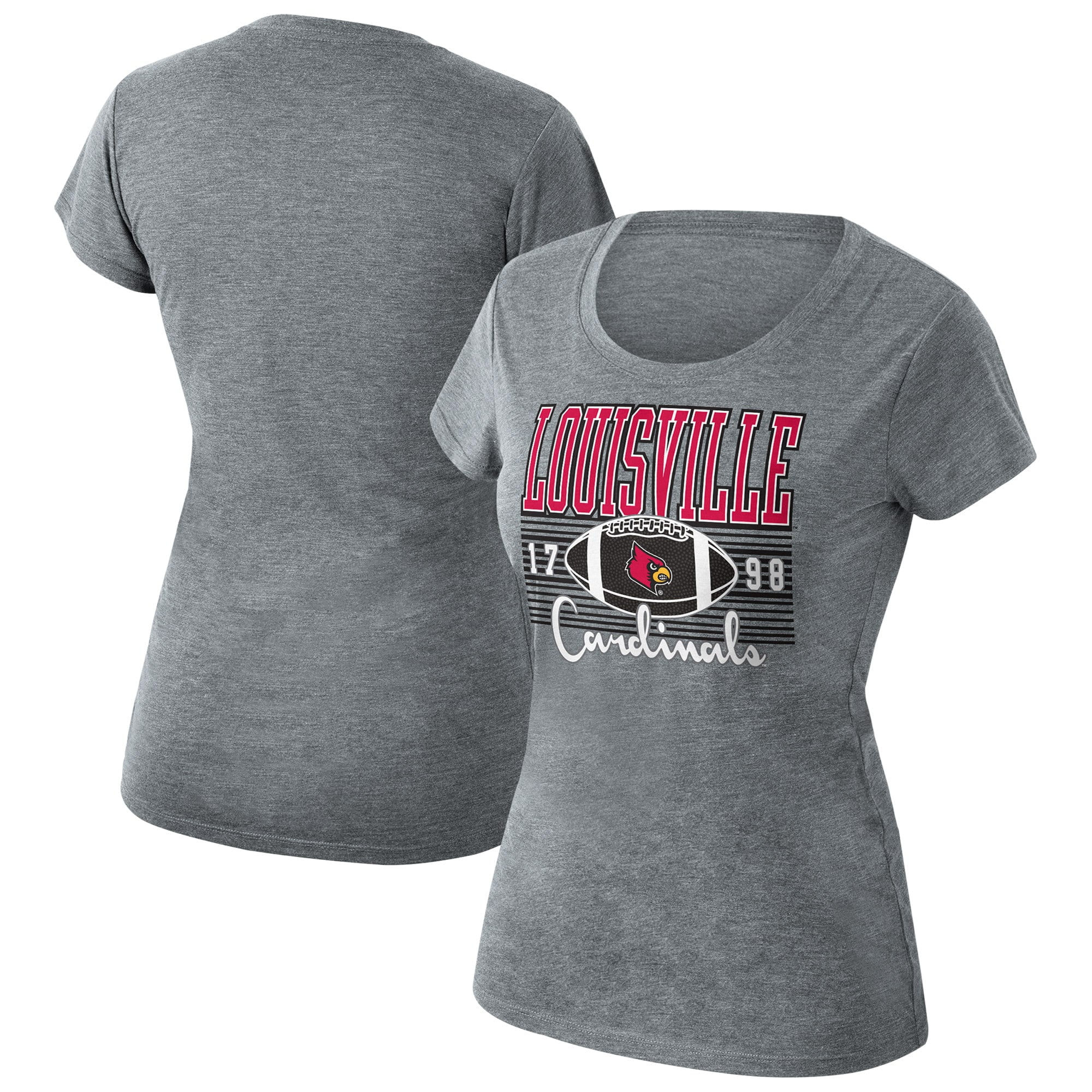 Women's Heathered Gray Louisville Cardinals Sideline Scoop Neck T-Shirt