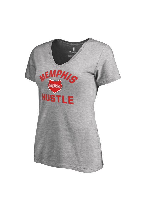 Women's Heathered Gray Memphis Hustle Overtime V-Neck T-Shirt