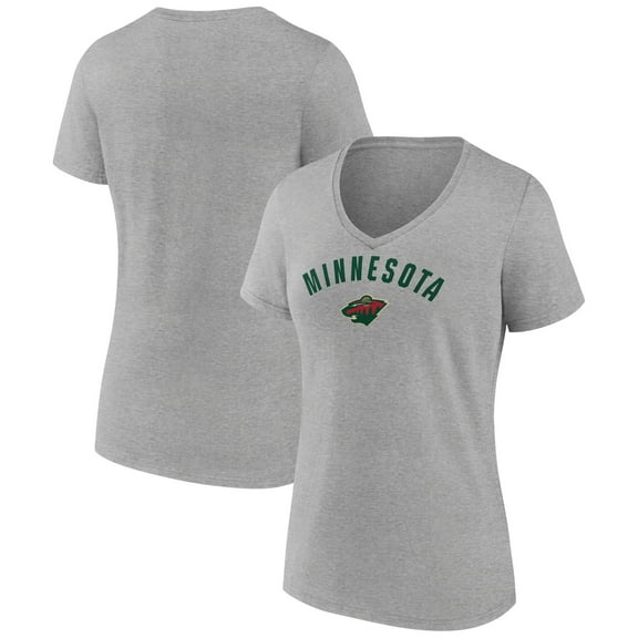 Women's Heathered Gray Minnesota Wild Team Arc V-Neck T-Shirt