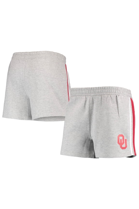 Women's Heathered Gray Oklahoma Sooners Plus Size 2-Stripes Shorts