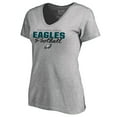 thumbnail image 1 of Women's Heathered Gray Philadelphia Eagles Iconic Collection Script Assist V-Neck T-Shirt, 1 of 3