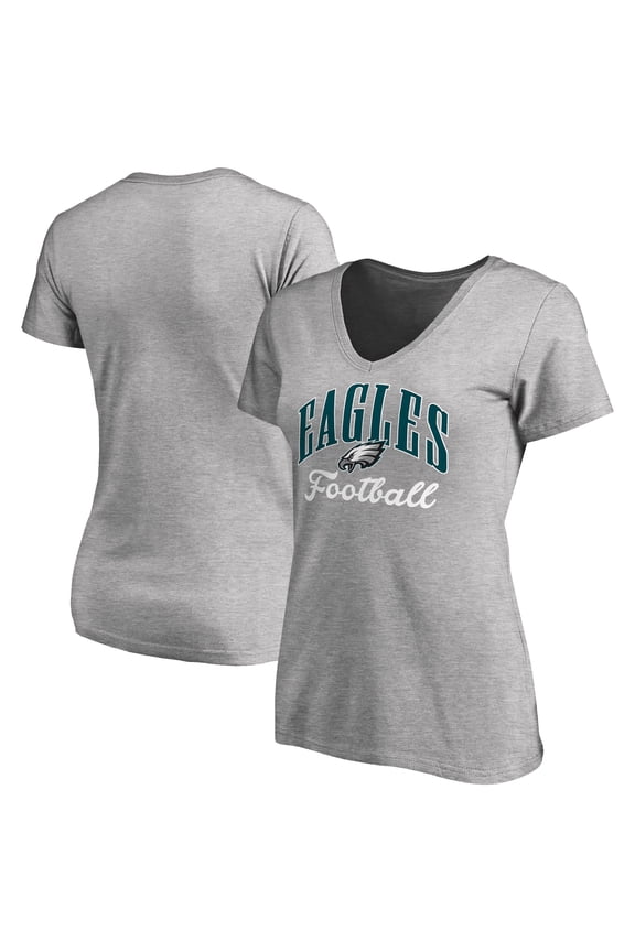 Women's Heathered Gray Philadelphia Eagles Victory Script V-Neck T-Shirt