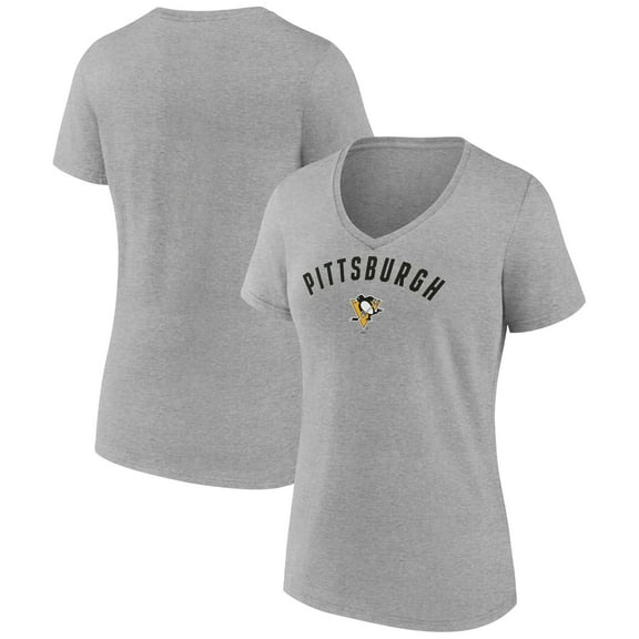 Women's Heathered Gray Pittsburgh Penguins Team Arc V-Neck T-Shirt
