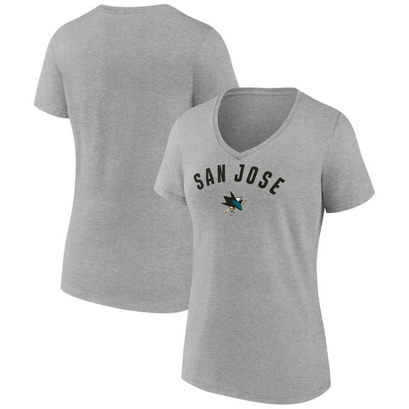 Women's Heathered Gray San Jose Sharks Team Arc V-Neck T-Shirt