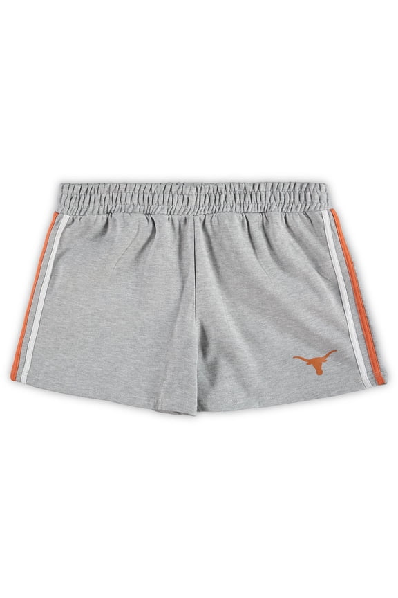 Women's Heathered Gray Texas Longhorns Plus Size 2-Stripes Shorts