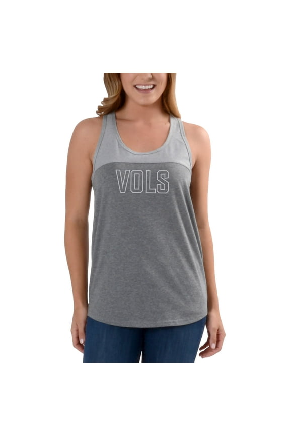 Women's Heathered Gray/White Tennessee Volunteers Burnout Logo Tank Top